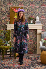 LAURENT FLORAL PRINT TULLE OVERLAY DRESS