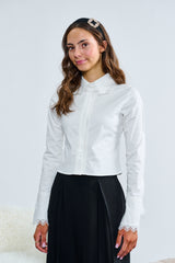 LAURENT LACE EDGE COLLAR BLOUSE