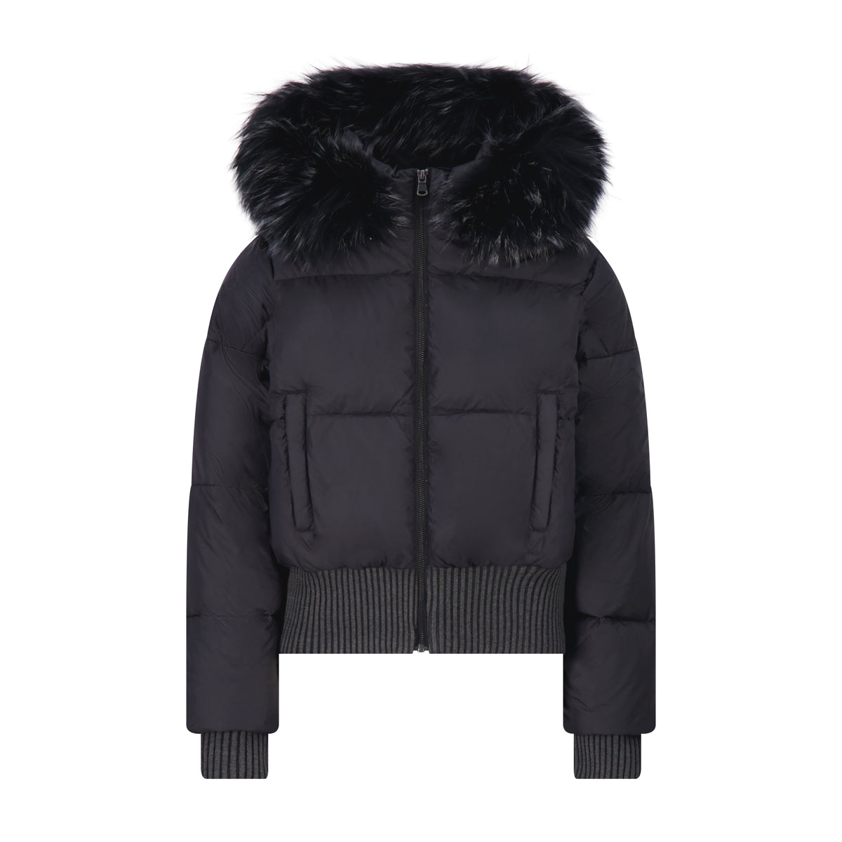SCOTCH BONNET FUR HOOD ELASTIC COAT