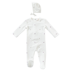 KIPP BABY 2PC HEART FOOTIE + BONNET SET