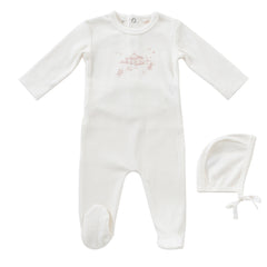 KIPP BABY 2PC CAROUSEL FOOTIE+BONNET SET