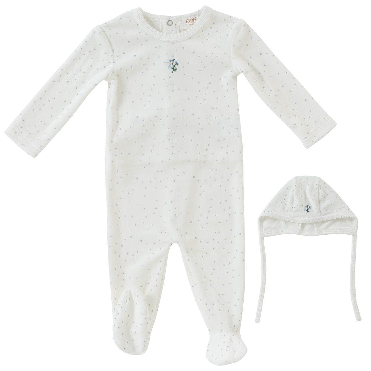 KIPP BABY 2PC GARDEN PARTY FOOTIE AND BONNET SET