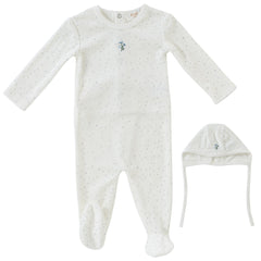KIPP BABY 2PC GARDEN PARTY FOOTIE AND BONNET SET