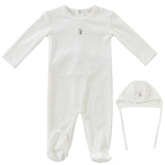 KIPP BABY 2PC GARDEN PARTY FOOTIE AND BONNET SET