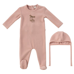 KIPP BABY 2PC FELT BOW FOOTIE AND BONNET SET