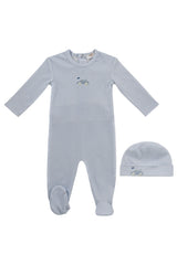 KIPP BABY 2PC CARRERA PINSTRIPE FOOTIE WITH HAT