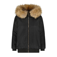 SCOTCH BONNET NATURAL FUR HOOD COAT WITH FUR LINNING