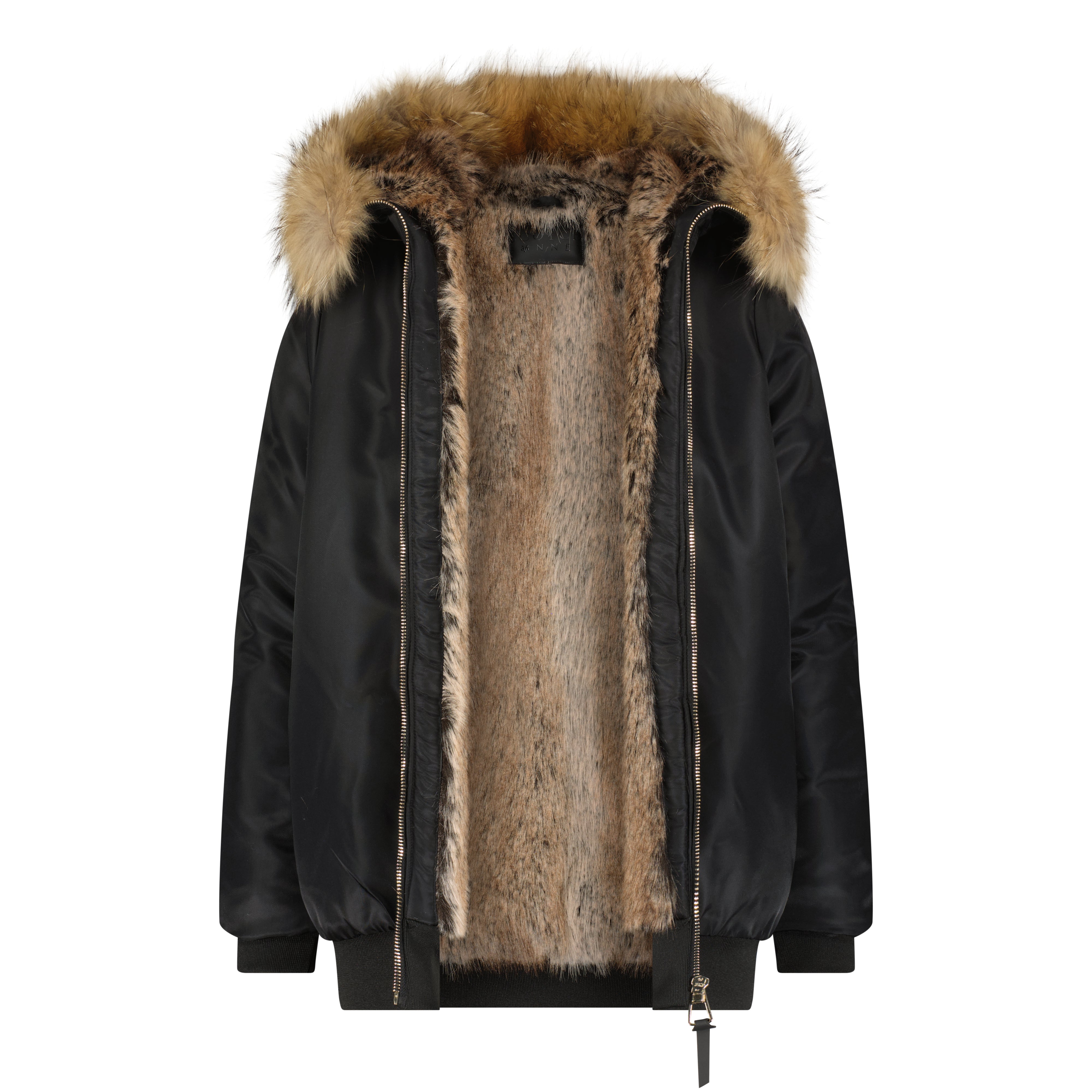 SCOTCH BONNET NATURAL FUR HOOD COAT WITH FUR LINNING