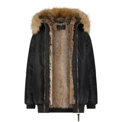 SCOTCH BONNET NATURAL FUR HOOD COAT WITH FUR LINNING