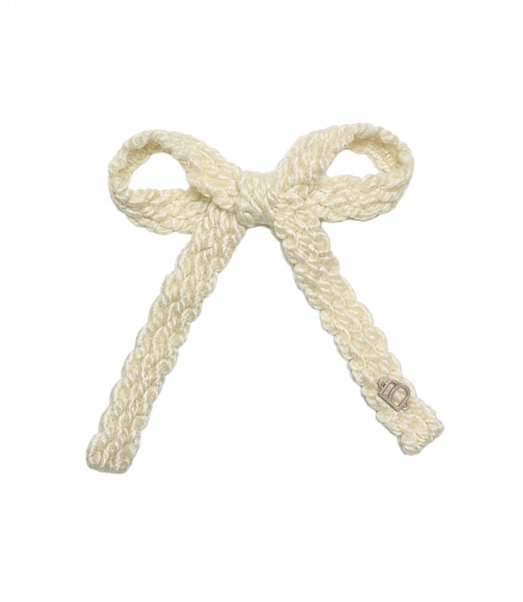 BANDEAU TEXTURED WOOL BRAID MEDIUM BOW CLIP