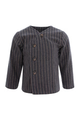 PERNILLE PINSTRIPE SIDE BUTTON BLAZER