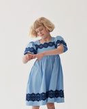 THE MIDDLE DAUGHTER "THINK THE WORLD OF" LACE TRIM PUFF SLEEVE DRESS