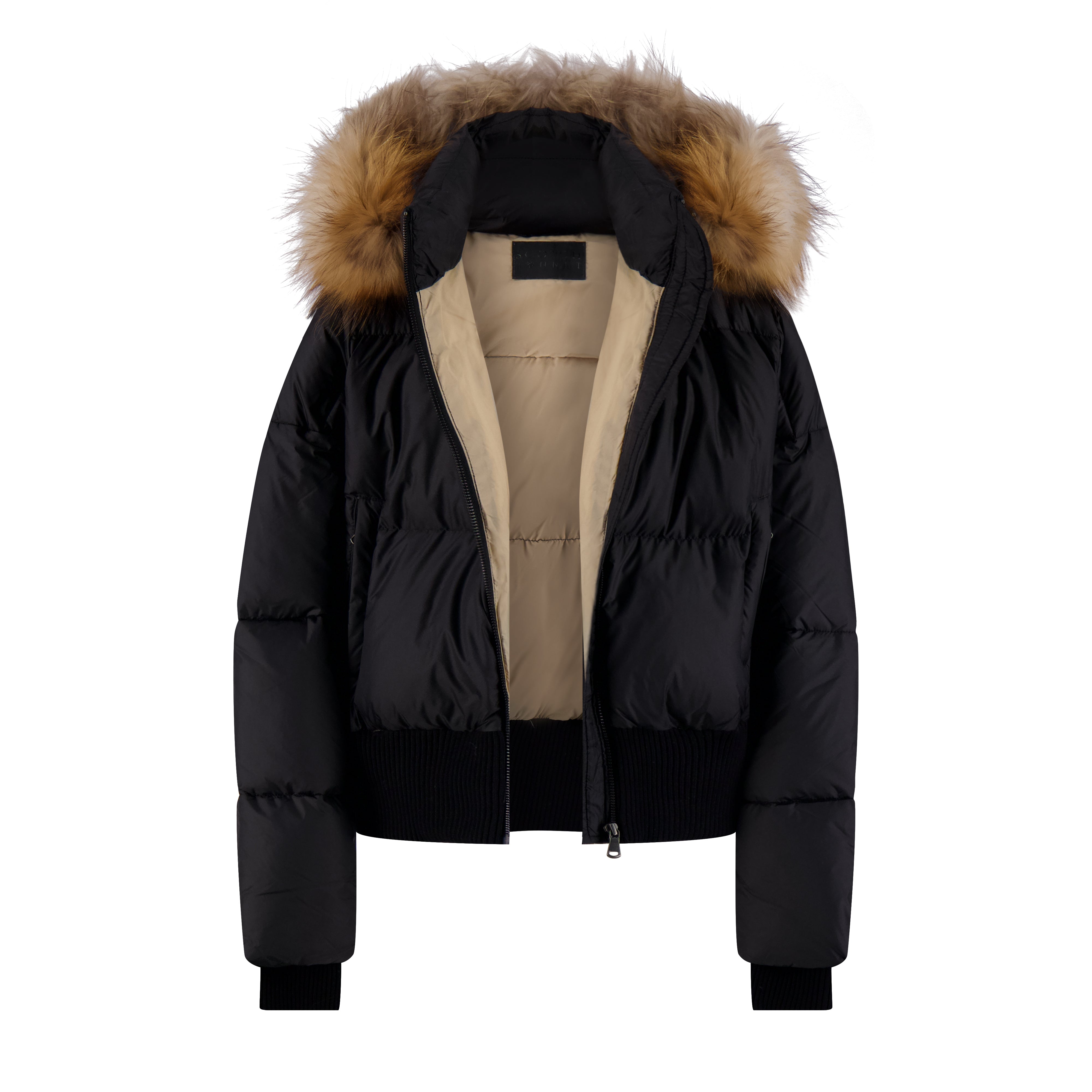 SCOTCH BONNET FUR HOOD ELASTIC COAT
