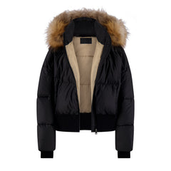 SCOTCH BONNET FUR HOOD ELASTIC COAT