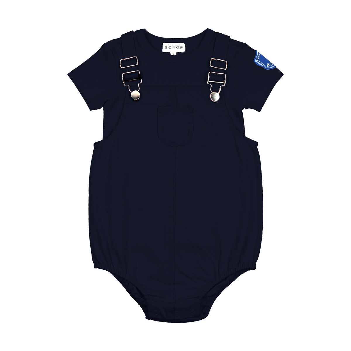 BOPOP 2PC SS EMBLEM TEE AND ROMPER