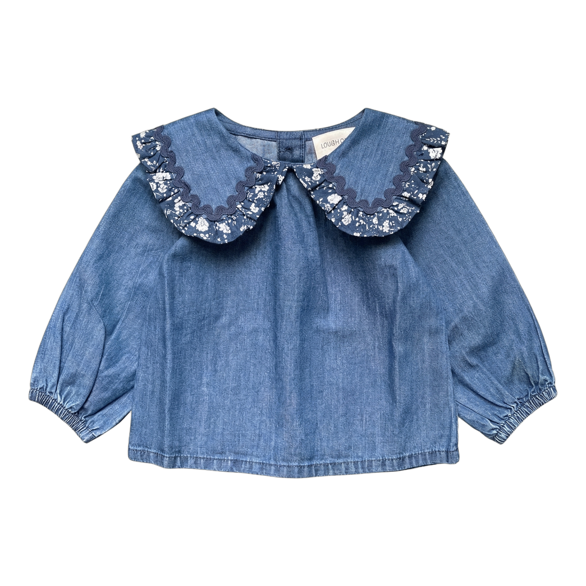 LOUIS LOUISE SYBILLOU COLLAR PRINTED RUFFLE TRIM BLOUSE