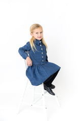 BONJOY LONG SLEEVE BUTTON PRINTED STRIPE DRESS
