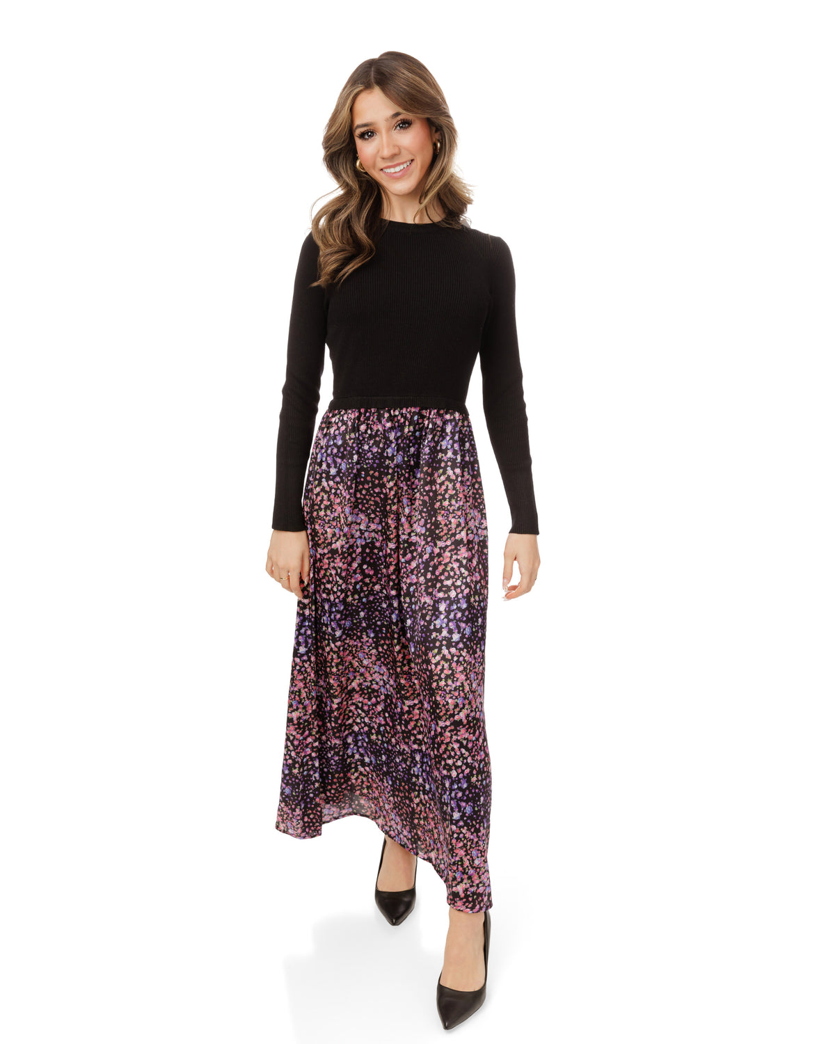 DONNA BELLA KNIT FLORAL DRESS