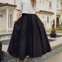 N.M. MAXI LINEN CIRCLE SKIRT