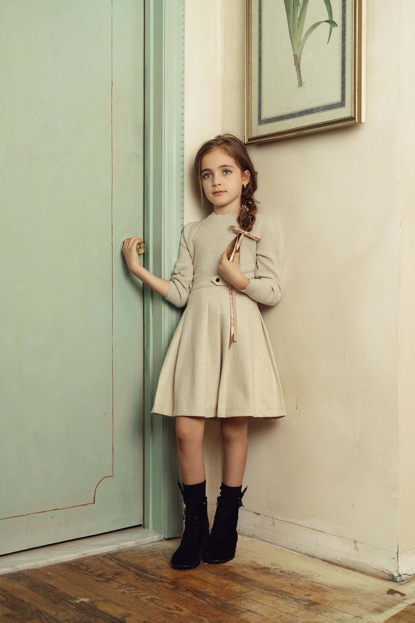 POMPOMME BUTTON PLEATED SKIRT