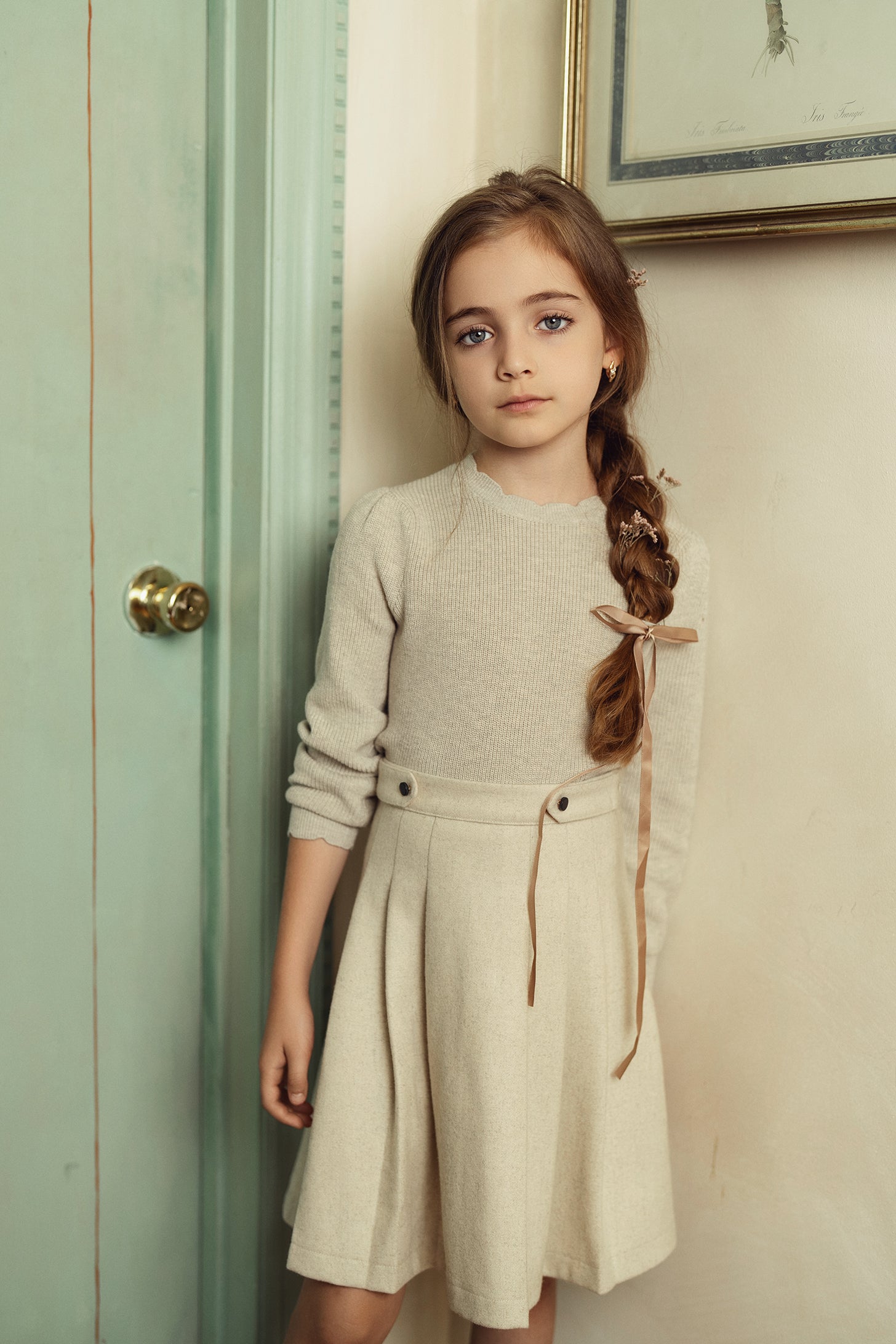 POMPOMME BUTTON PLEATED SKIRT
