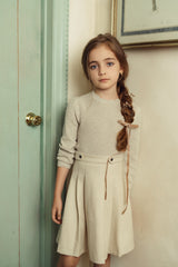 POMPOMME BUTTON PLEATED SKIRT