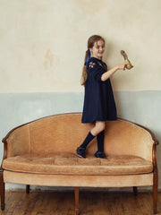 POMPOMME EMBROIDERED YOKE DRESS