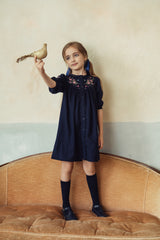 POMPOMME EMBROIDERED YOKE DRESS