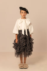 RASPBERRY PLUM STEPHANIA GATHERED RUFFLE NECK WITH FRONT TIE TOP