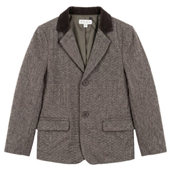MANN SUEDE DETAIL WOOL BLAZER