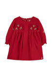 TARTINE ET CHOCOLAT LS SOLID WITH FLOWER DESIGN SMOCKING DRESS