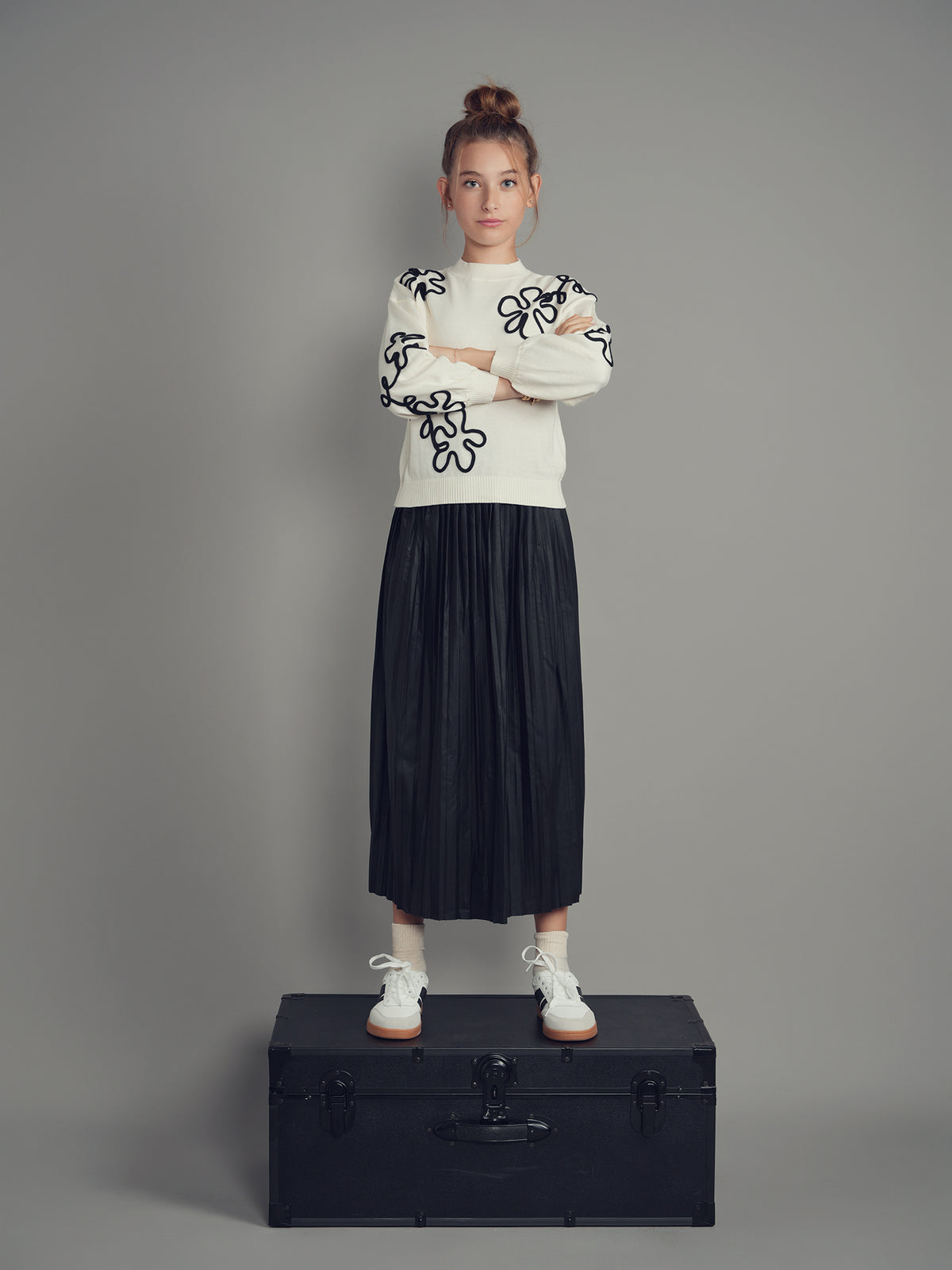 EMM TEEN LEATHER MIDI SKIRT