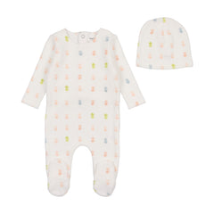 BEE & DEE 2PC TERRY PINEAPPLE FOOTIE WITH BEANIE SET