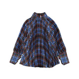 CHRISTINA ROHDE PLAID PLEATED BLOUSE