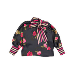 CHRISTINA ROHDE 2PC FLOWER PRINT BLOUSE WITH BELTED SKIRT