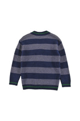LOUD APPAREL "GSTAAD" EMBROIDERED MOTIF PATCH STRIPED CARDIGAN