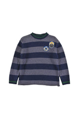 LOUD APPAREL "TRADITION" EMBROIDERED PATCH MOTIF STRIPED SWEATER