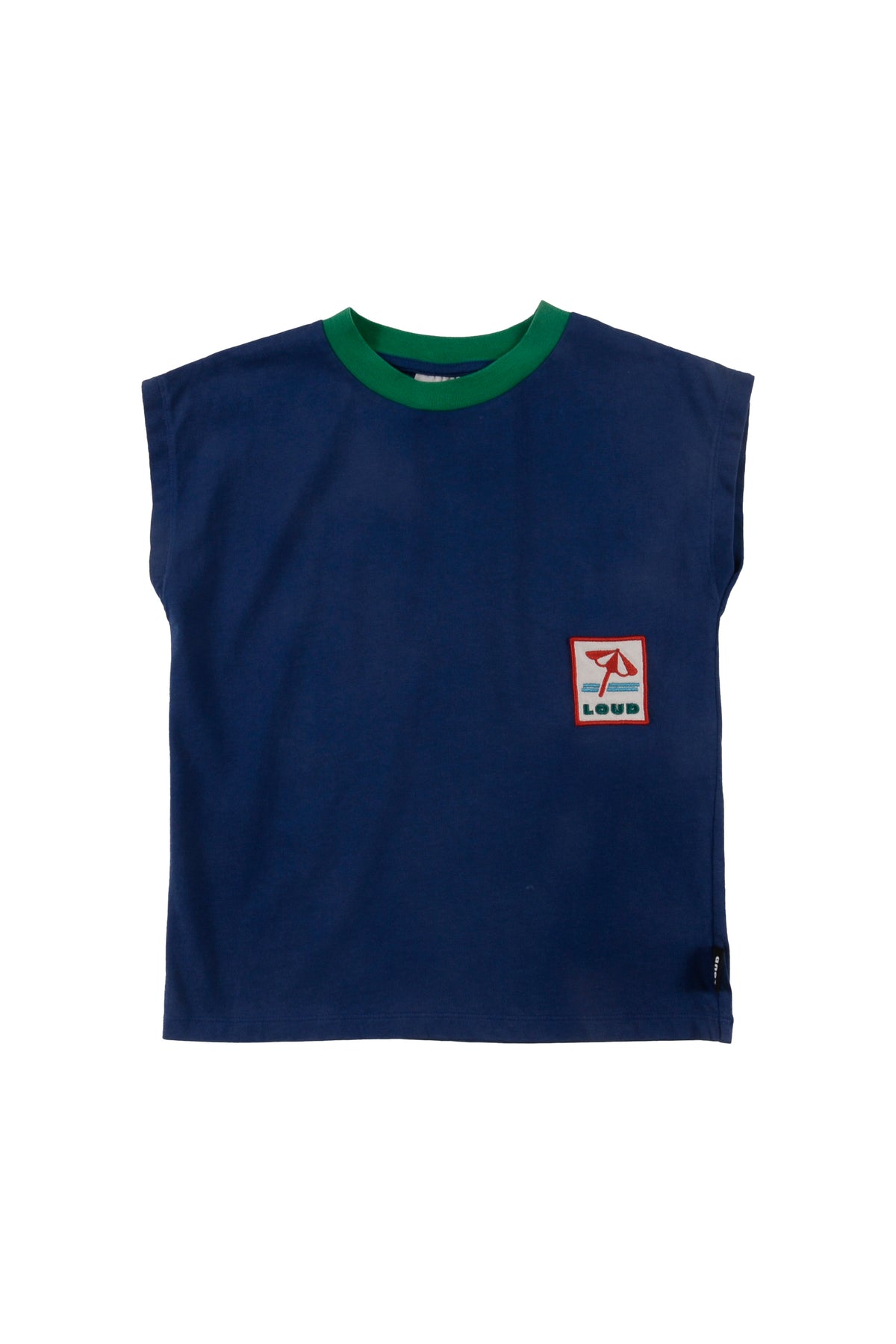 LOUD APPAREL 2PC "SORRENTO" UMBRELLA EMBROIDERED LOGO PATCH T-SHIRT WITH "LIMONCELLO" STRIPE ELASTIC WAIST SKIRT