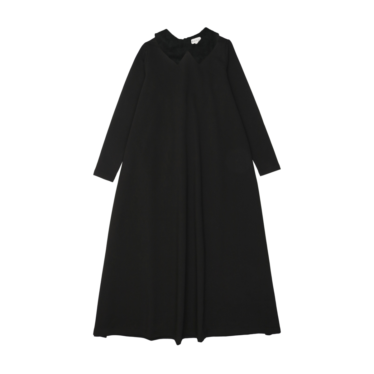 BOPOP VELVET COLLAR MAXI LONG ROBE