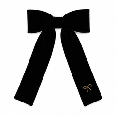 BANDEAU VELVET EMBROIDERED LARGE BOW CLIP