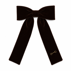 BANDEAU VELVET EMBROIDERED LARGE BOW CLIP