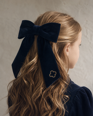 BANDEAU VELVET EMBROIDERED LARGE BOW CLIP