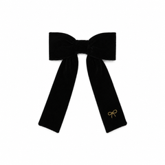BANDEAU VELVET EMBROIDERED MEDIUM BOW CLIP