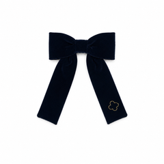 BANDEAU VELVET EMBROIDERED MEDIUM BOW CLIP
