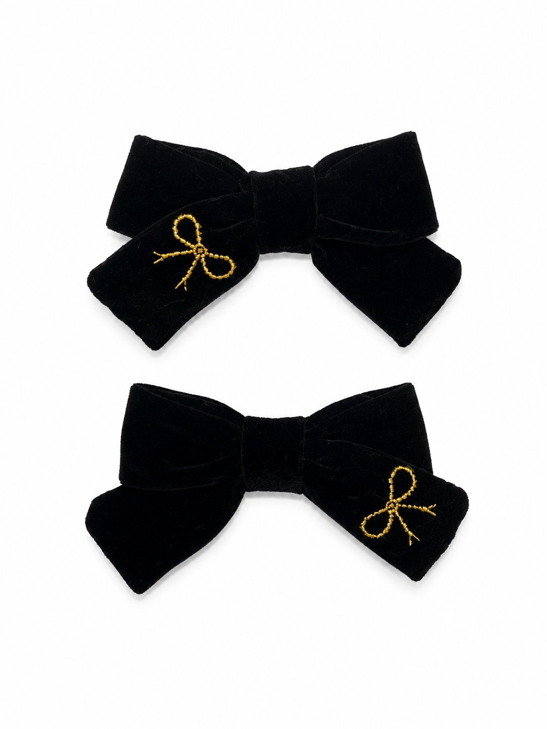 BANDEAU VELVET EMBROIDERED MINI BOW CLIP SET