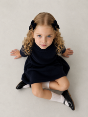 BANDEAU VELVET EMBROIDERED MINI BOW CLIP SET