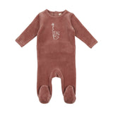 LILETTE VELOUR BUNNY FOOTIE W/ FLOWER