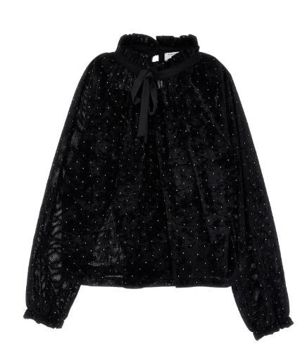 PHILOSOPHY LONG SLEEVE VELVET TIE BOW TOP