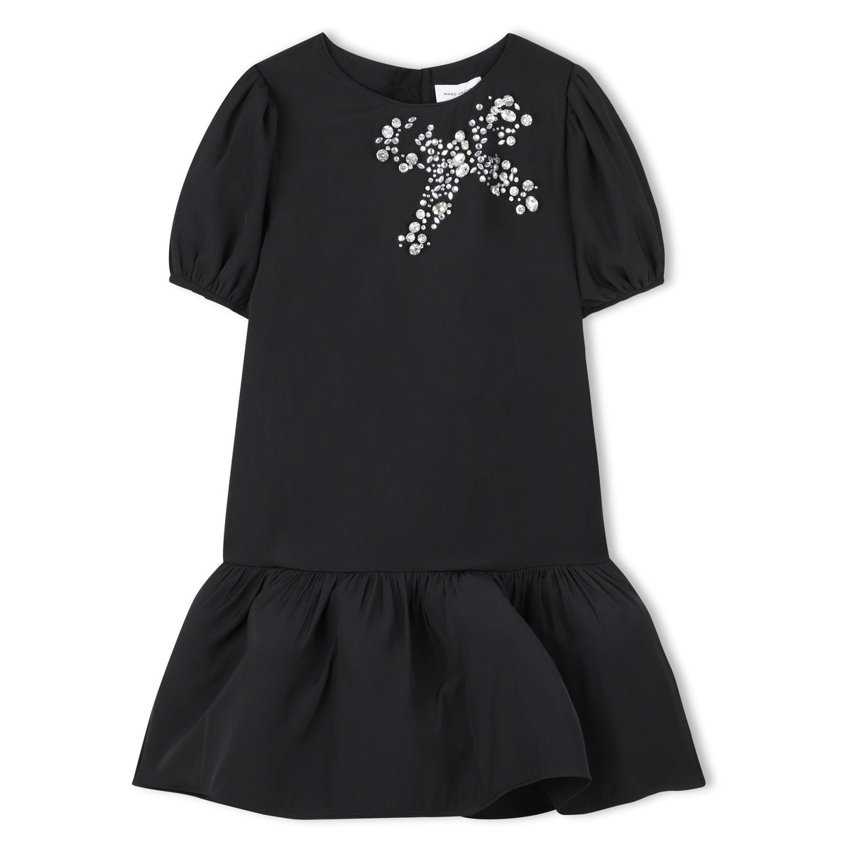 MARC JACOBS LOW WAISTED RUFFLE CEREMONY DRESS WITH BOW GRAPHIC