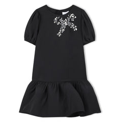 MARC JACOBS LOW WAISTED RUFFLE CEREMONY DRESS WITH BOW GRAPHIC